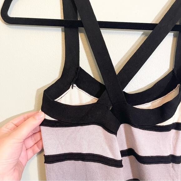 2B Bebe Womens Striped Square Neck Sleeveless Cross Back Dress Black White Large - Picture 8 of 13